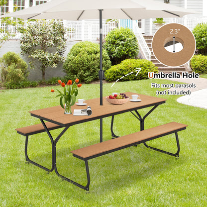 6 Feet Outdoor Picnic Table Bench Set, For 6-8 People, Brown Picnic Tables at Gallery Canada