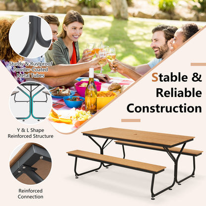 6 Feet Outdoor Picnic Table Bench Set, For 6-8 People, Brown Picnic Tables at Gallery Canada