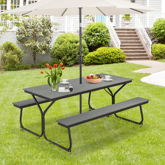 6 Feet Outdoor Picnic Table Bench Set, For 6-8 People, Gray Picnic Tables Gray at Gallery Canada