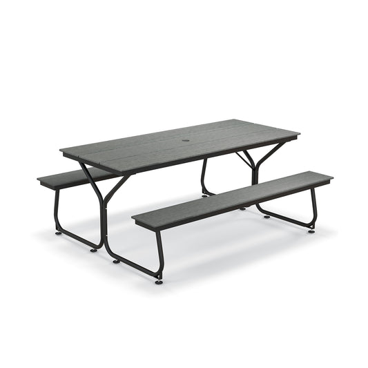 6 Feet Outdoor Picnic Table Bench Set, For 6-8 People, Gray Picnic Tables Gray at Gallery Canada