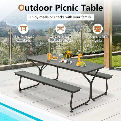 6 Feet Outdoor Picnic Table Bench Set, For 6-8 People, Gray Picnic Tables at Gallery Canada