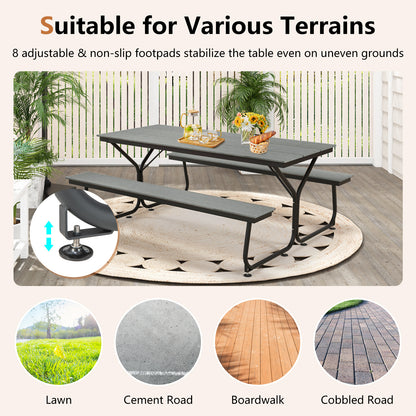 6 Feet Outdoor Picnic Table Bench Set, For 6-8 People, Gray Picnic Tables at Gallery Canada