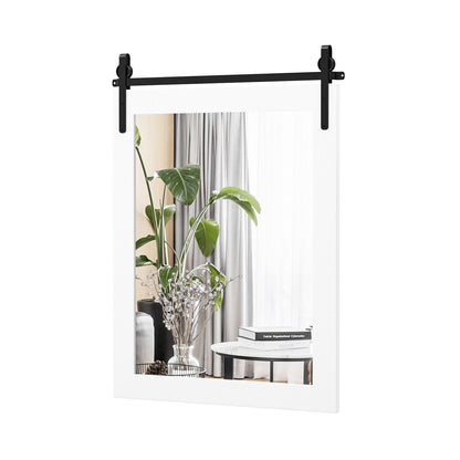 30 x 22 Inch Wall Mount Mirror with Wood Frame, White Wall Mirrors at Gallery Canada