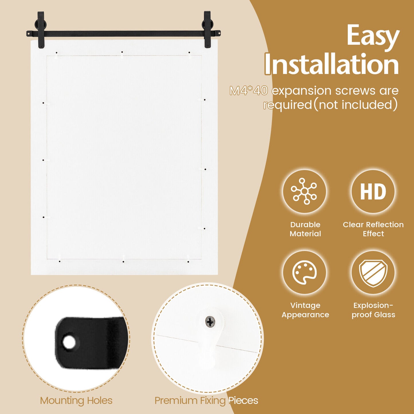 30 x 22 Inch Wall Mount Mirror with Wood Frame, White Wall Mirrors at Gallery Canada