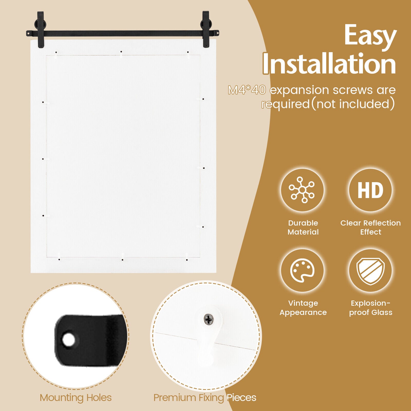 30 x 22 Inch Wall Mount Mirror with Wood Frame, White Wall Mirrors at Gallery Canada