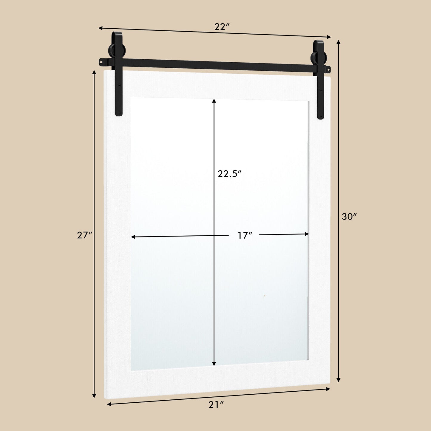 30 x 22 Inch Wall Mount Mirror with Wood Frame, White Wall Mirrors at Gallery Canada