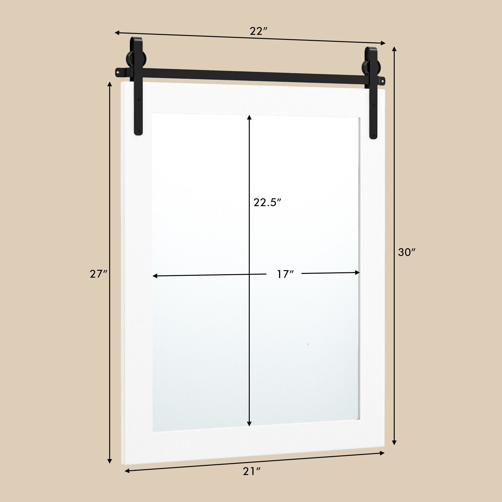 30 x 22 Inch Wall Mount Mirror with Wood Frame, White Wall Mirrors at Gallery Canada