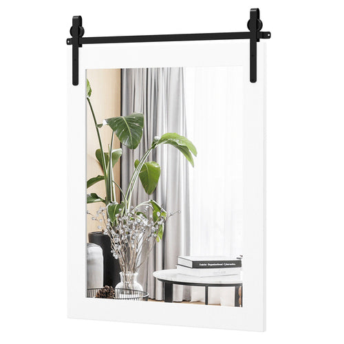 30 x 22 Inch Wall Mirror, Wood Frame, White