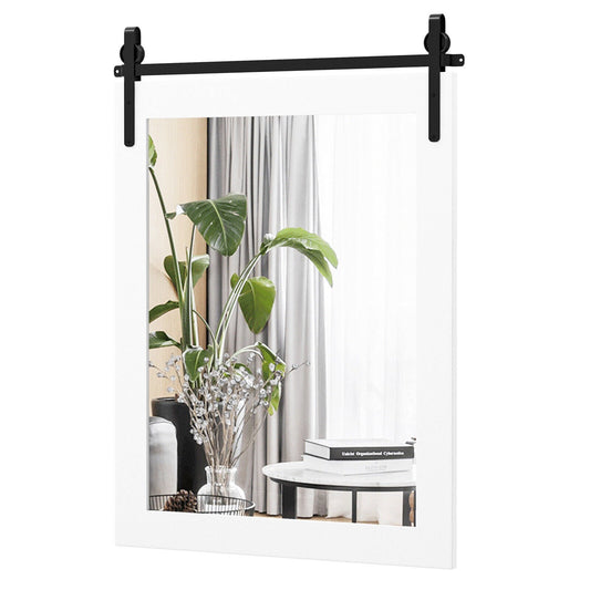 30 x 22 Inch Wall Mount Mirror with Wood Frame, White at Gallery Canada