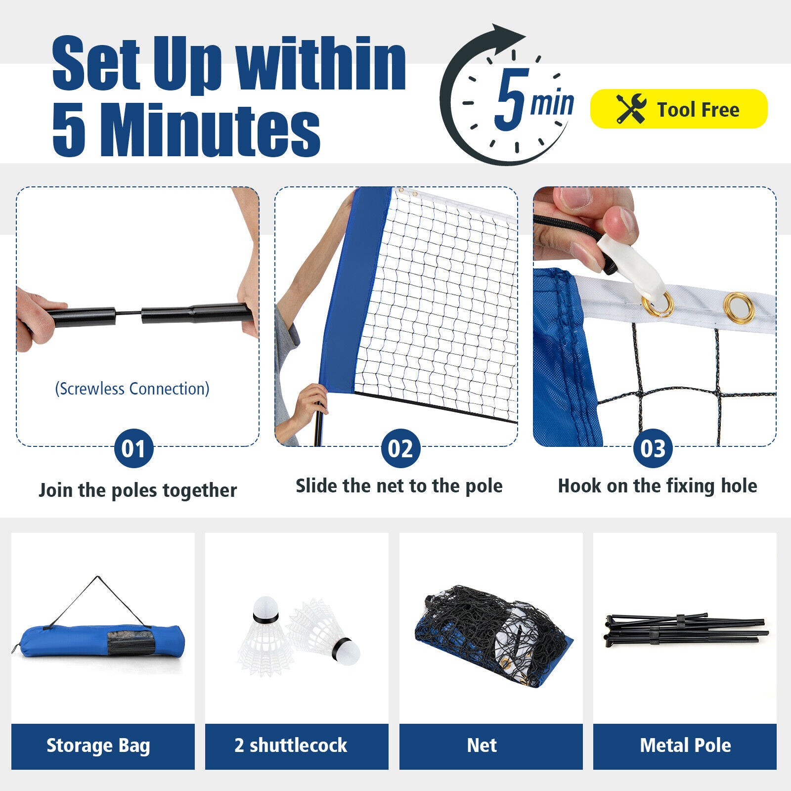 10 Feet Adjustable Badminton Net Stand, Portable Carry Bag, Black Sport Equipments at Gallery Canada