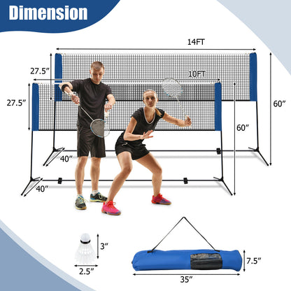 10/14 Feet Adjustable Badminton Net Stand with Portable Carry Bag-10 Feet, Black Sport Equipments at Gallery Canada