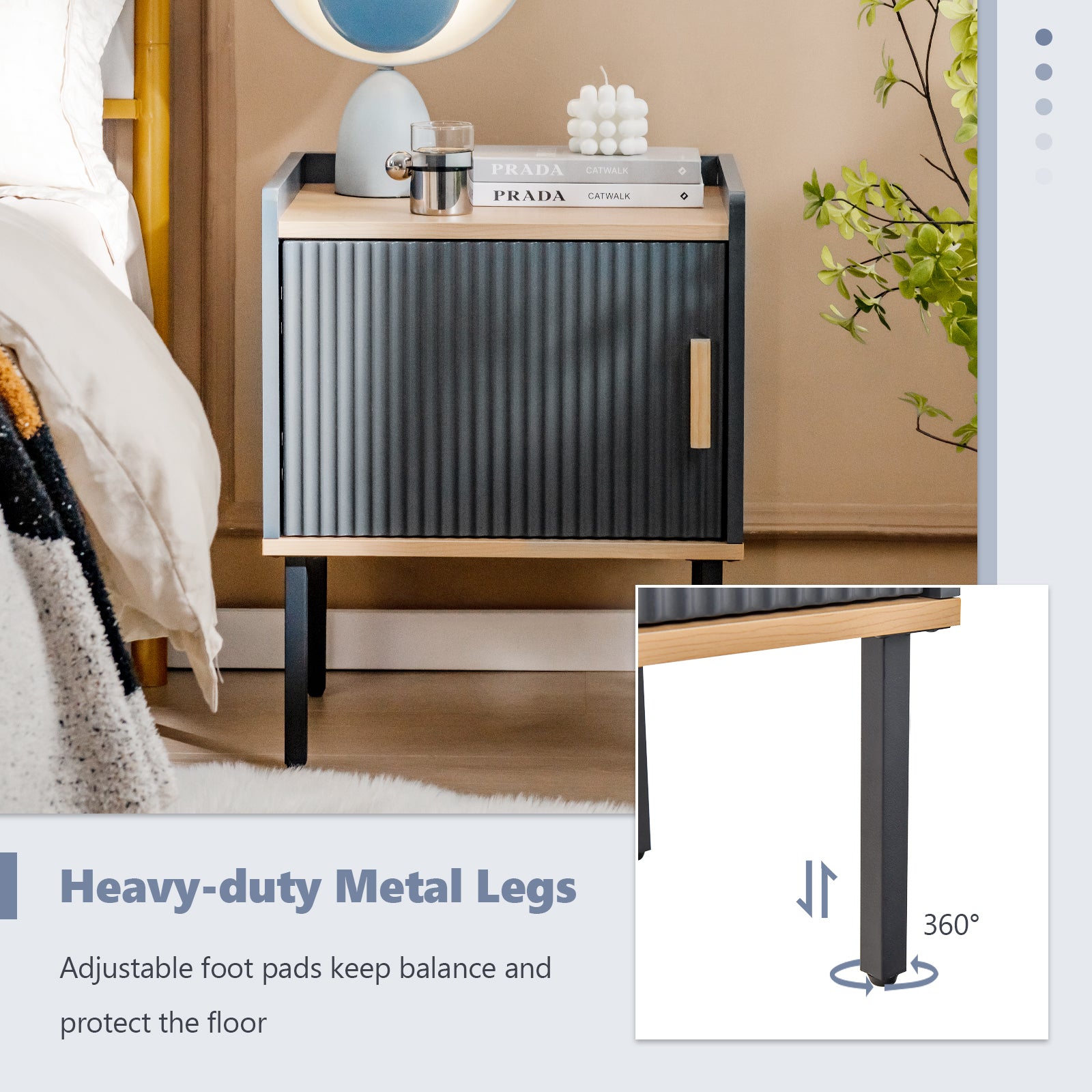 Nightstand With Door Cabinet, Gray Nightstands at Gallery Canada
