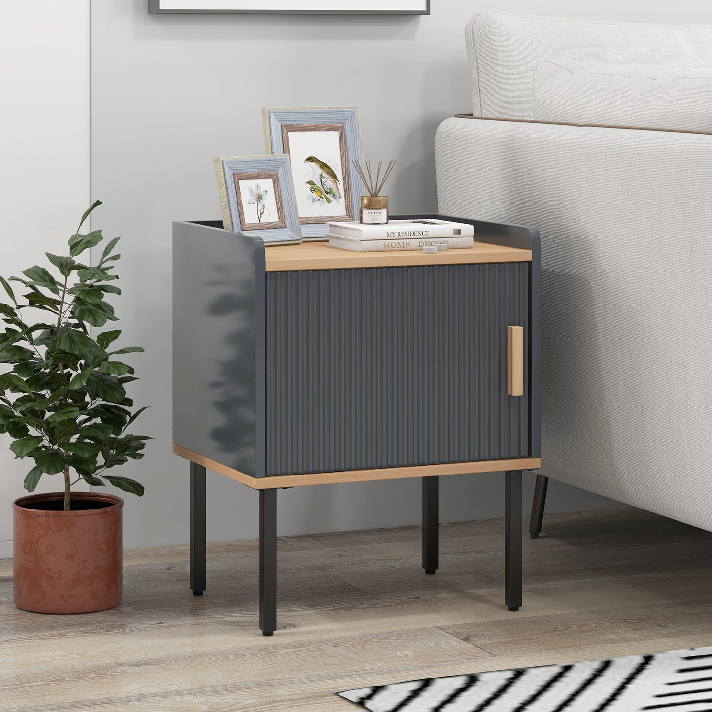 Nightstand With Door Cabinet, Gray Nightstands at Gallery Canada