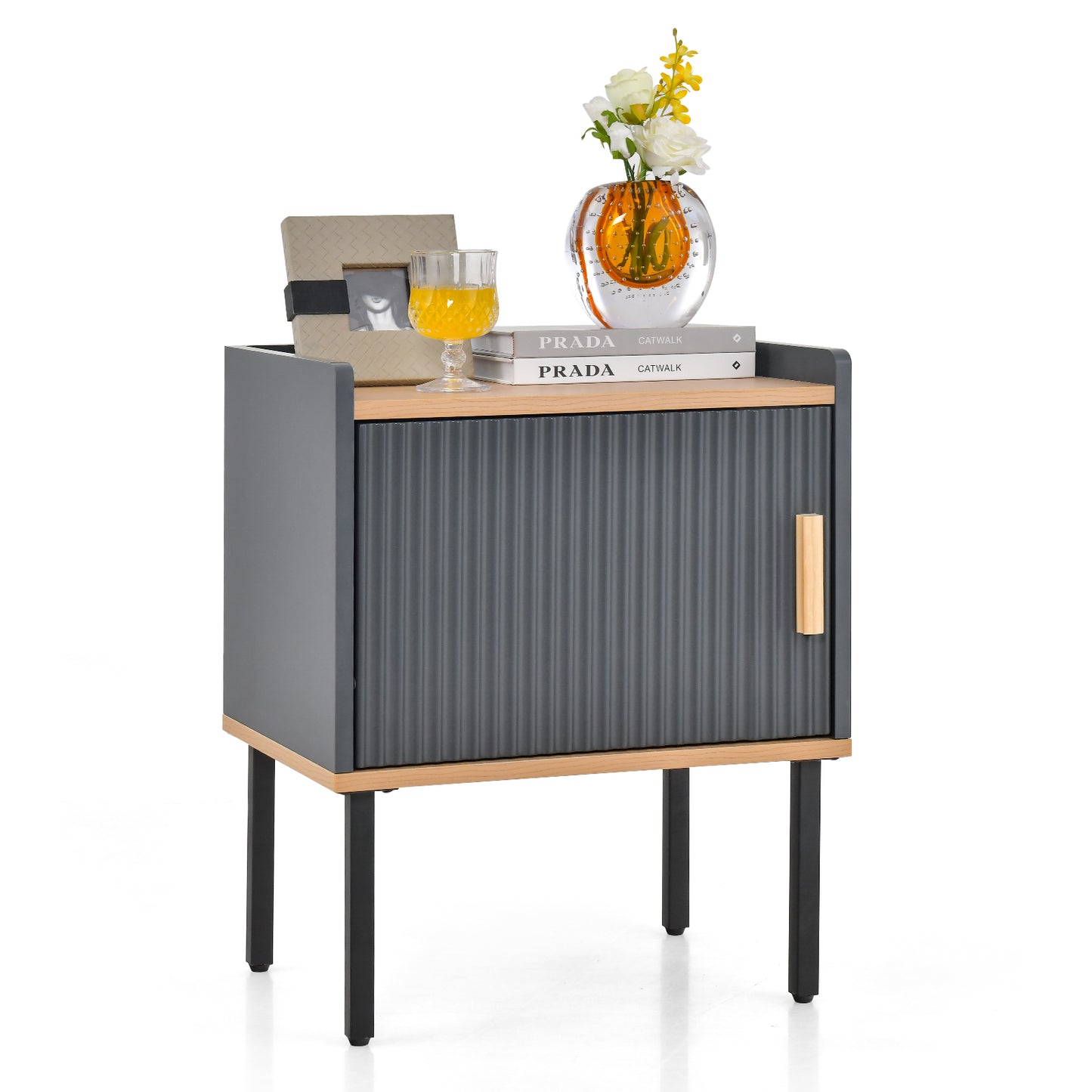 Nightstand With Door Cabinet, Gray Nightstands at Gallery Canada