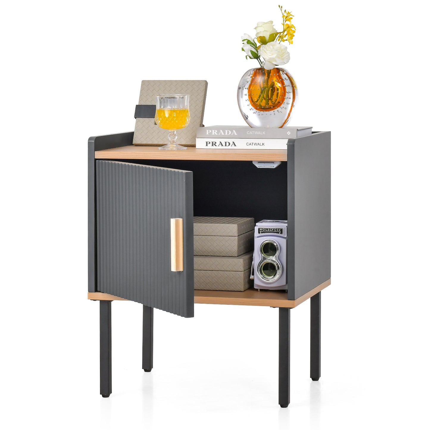 Nightstand With Door Cabinet, Gray Nightstands at Gallery Canada