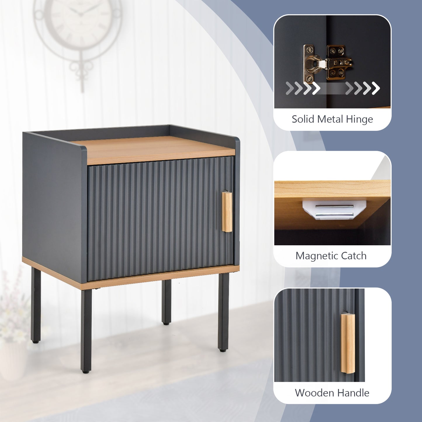 Nightstand With Door Cabinet, Gray Nightstands at Gallery Canada