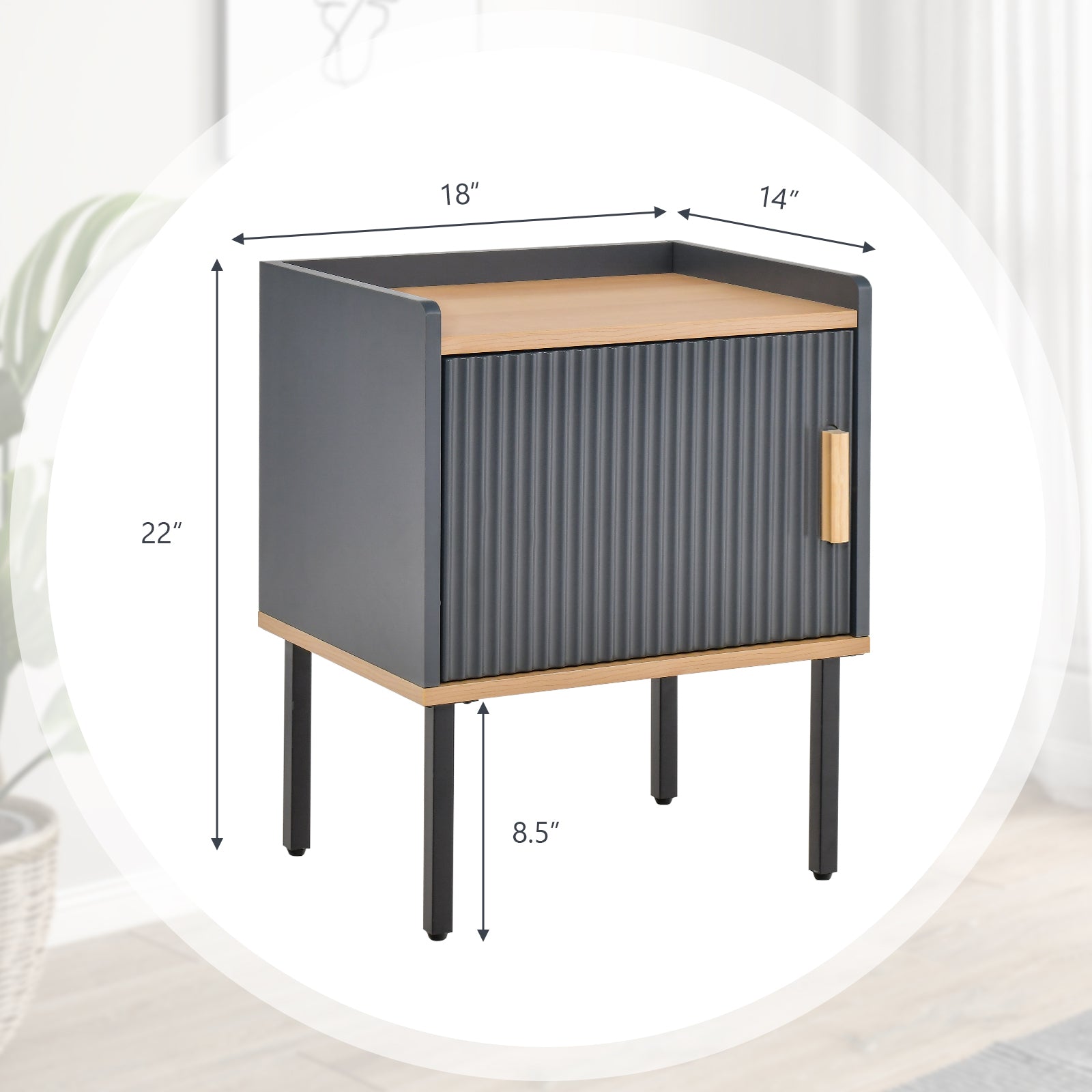 Nightstand With Door Cabinet, Gray Nightstands at Gallery Canada