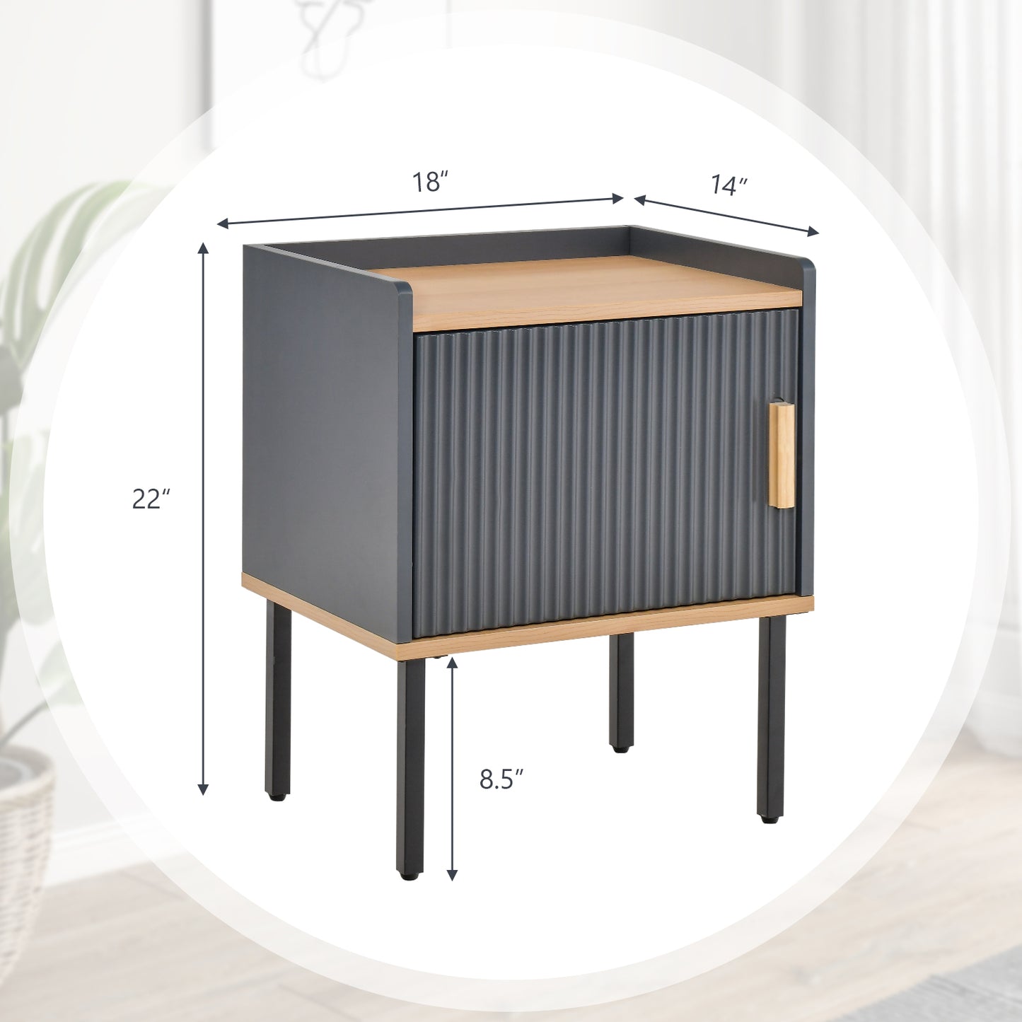 Nightstand With Door Cabinet, Gray Nightstands at Gallery Canada