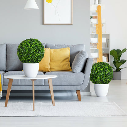 15.7 Inch Artificial Boxwood Topiary Ball Tree Set, Green Faux Plants at Gallery Canada