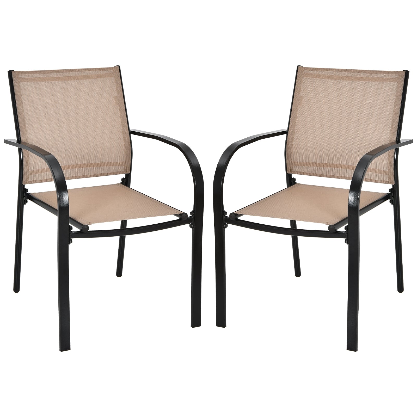 Set Of 2 Patio Stackable Dining Chairs, With Armrests, Brown Patio Dining Chairs at Gallery Canada