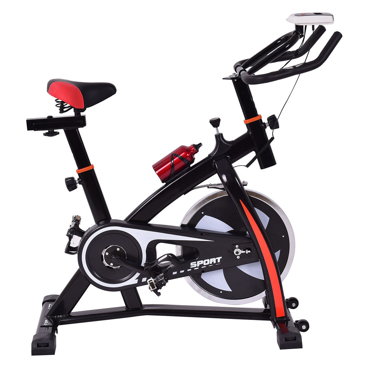 Adjustable Indoor Exercise Bike Trainer, Electronic Meter, Black Exercise Bikes at Gallery Canada