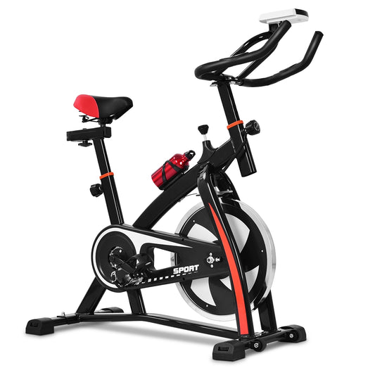 Household Adjustable Indoor Exercise Cycling Bike Trainer with Electronic Meter, Black Exercise Bikes Black at Gallery Canada
