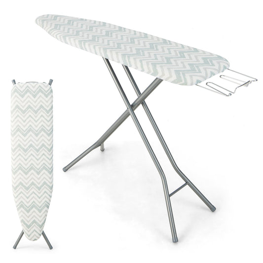60 x 15 Inch Foldable Ironing Board with Iron Rest Extra Cotton Cover, White