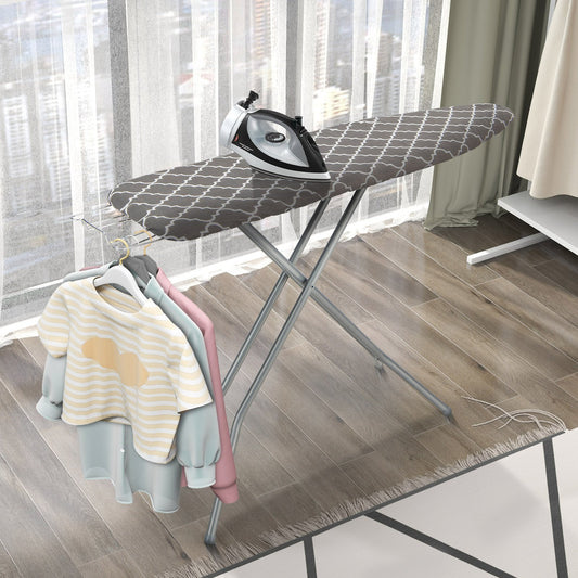 60 x 15 Inch Foldable Ironing Board with Iron Rest Extra Cotton Cover, Gray - Gallery Canada