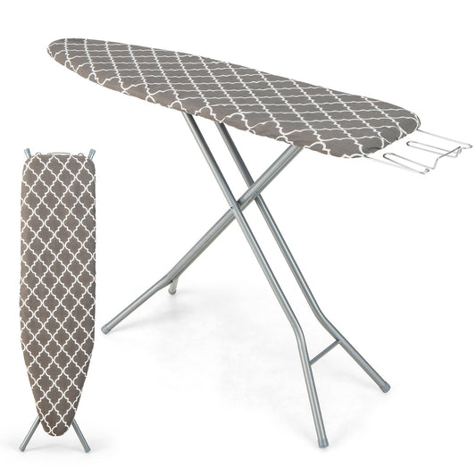 60 x 15 Inch Foldable Ironing Board with Iron Rest Extra Cotton Cover, Gray