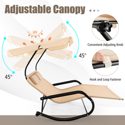 2 Person Outdoor Rocking Chaise Lounge, Canopy, Wheels, Beige Patio Rocking Chairs & Gliders at Gallery Canada