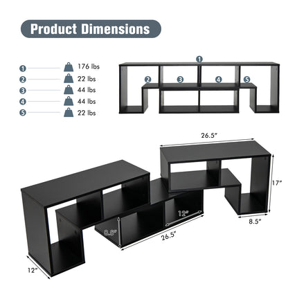 3 Pieces Adjustable TV Stand for TVs up to 65 Inch with Shelves, Black Entertainment Centers & TV Stands at Gallery Canada