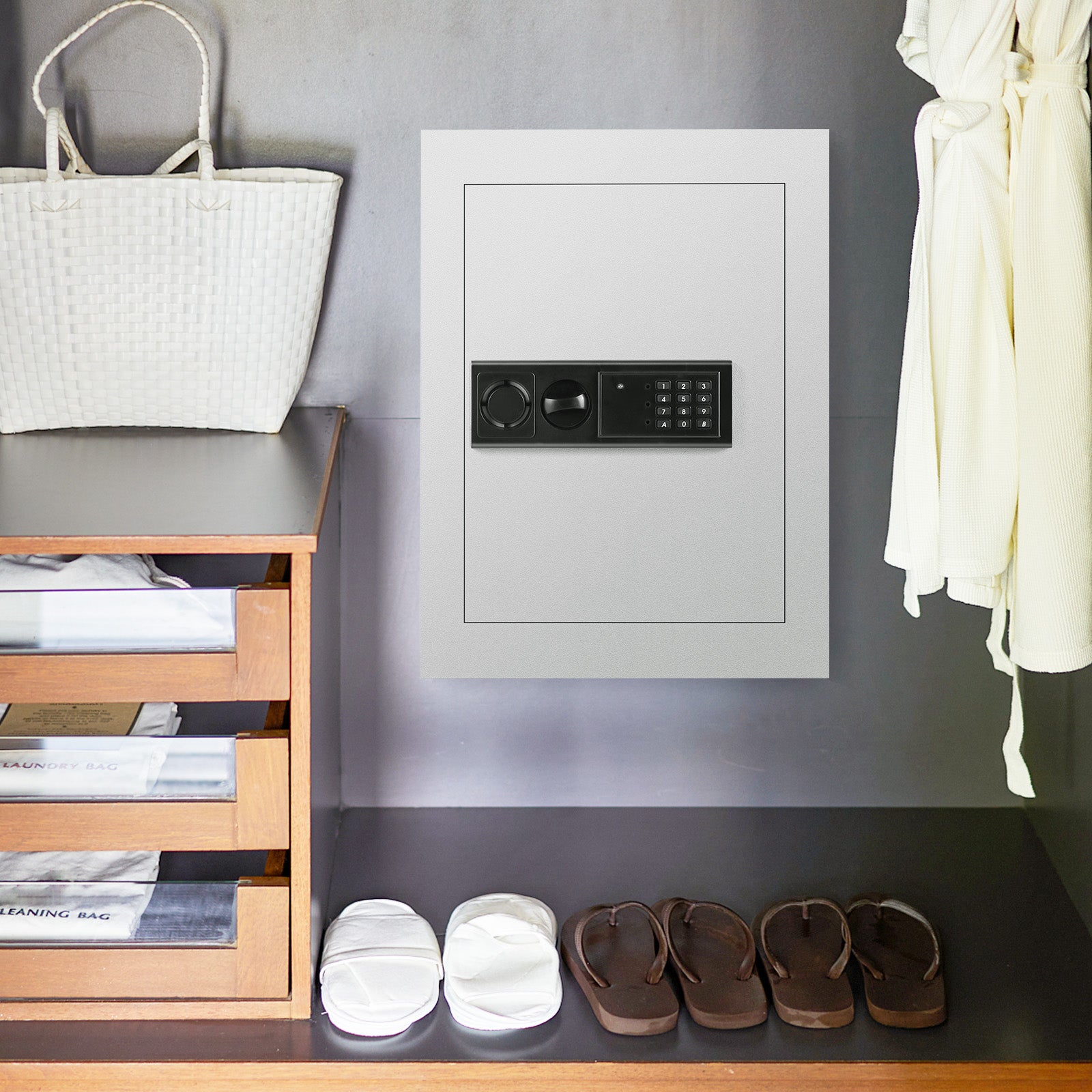 Digital Flat Recessed Wall Safe Security Lock Gun Cash Box, White Safe Box at Gallery Canada
