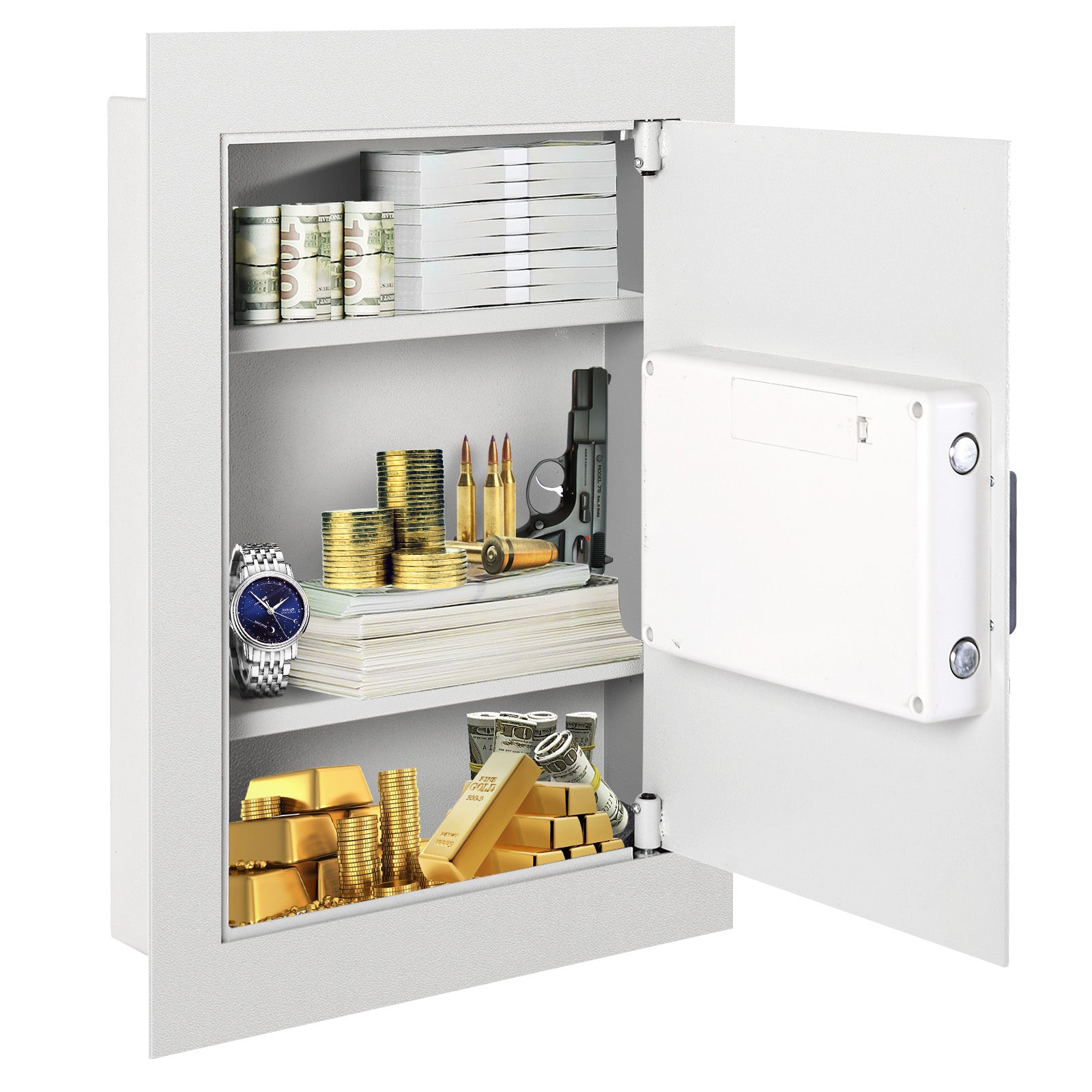 Digital Flat Recessed Wall Safe Security Lock Gun Cash Box, White Safe Box at Gallery Canada