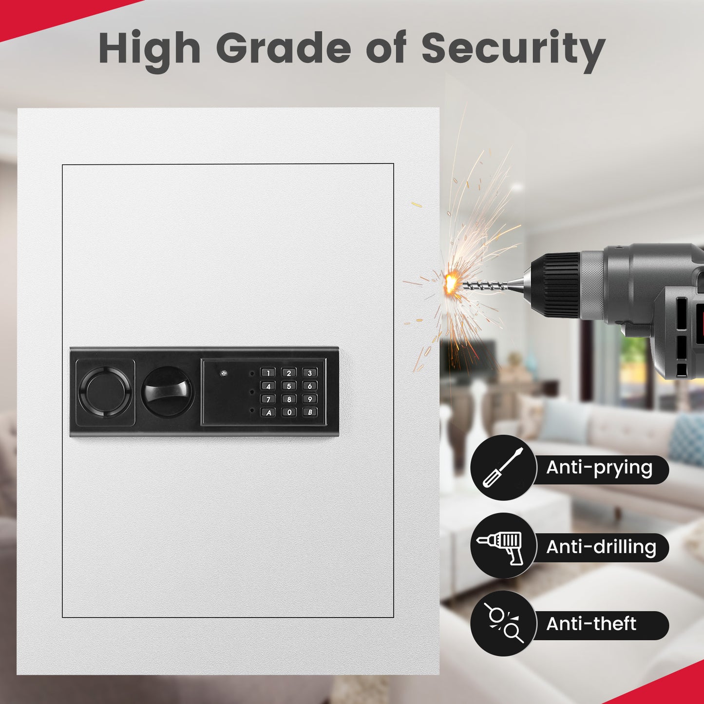 Digital Flat Recessed Wall Safe Security Lock Gun Cash Box, White Safe Box at Gallery Canada