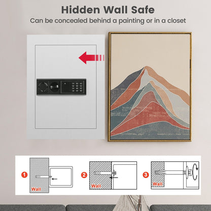Digital Flat Recessed Wall Safe Security Lock Gun Cash Box, White - Gallery Canada