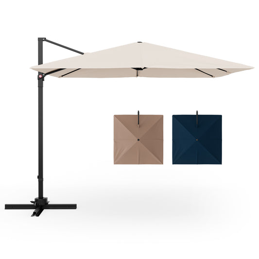 9.5 Feet Square Patio Cantilever Umbrella, 360° Rotation, Beige Outdoor Umbrellas Beige at Gallery Canada