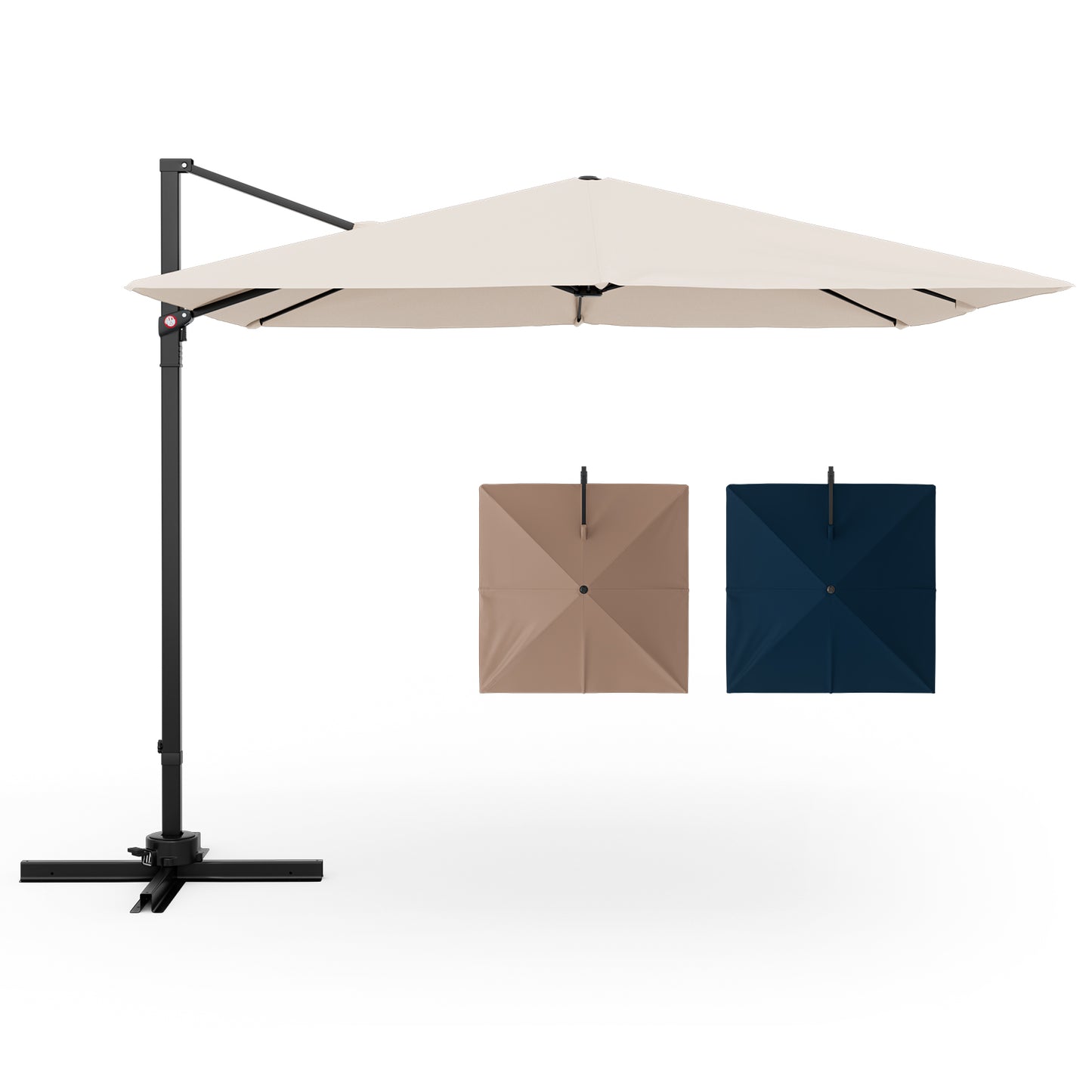 9.5 Feet Square Patio Cantilever Umbrella, 360° Rotation, Beige Outdoor Umbrellas Beige at Gallery Canada