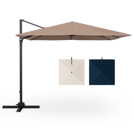 9.5 Feet Square Patio Cantilever Umbrella, 360° Rotation, Coffee Outdoor Umbrellas Coffee at Gallery Canada