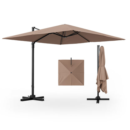 9.5 Feet Square Patio Cantilever Umbrella with 360° Rotation, Coffee Outdoor Umbrellas at Gallery Canada