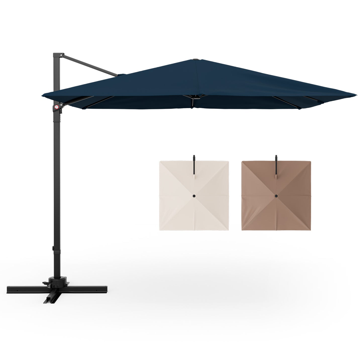 9.5 Feet Square Patio Cantilever Umbrella with 360° Rotation, Navy Outdoor Umbrellas Navy at Gallery Canada