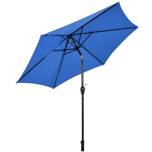 9ft Patio Market Table Umbrella with Push Button Tilt and Crank, Blue
