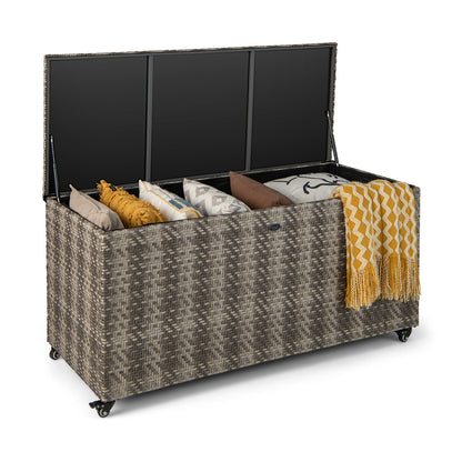 96 Gallon PE Wicker Outdoor Storage Box with 4 Wheels, Gray Sheds & Outdoor Storage Gray at Gallery Canada
