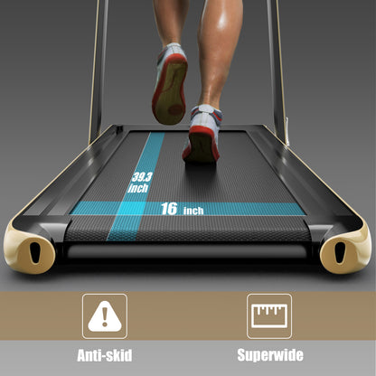 2.25HP 2 in 1 Folding Treadmill with APP Speaker Remote Control, Yellow Treadmills at Gallery Canada