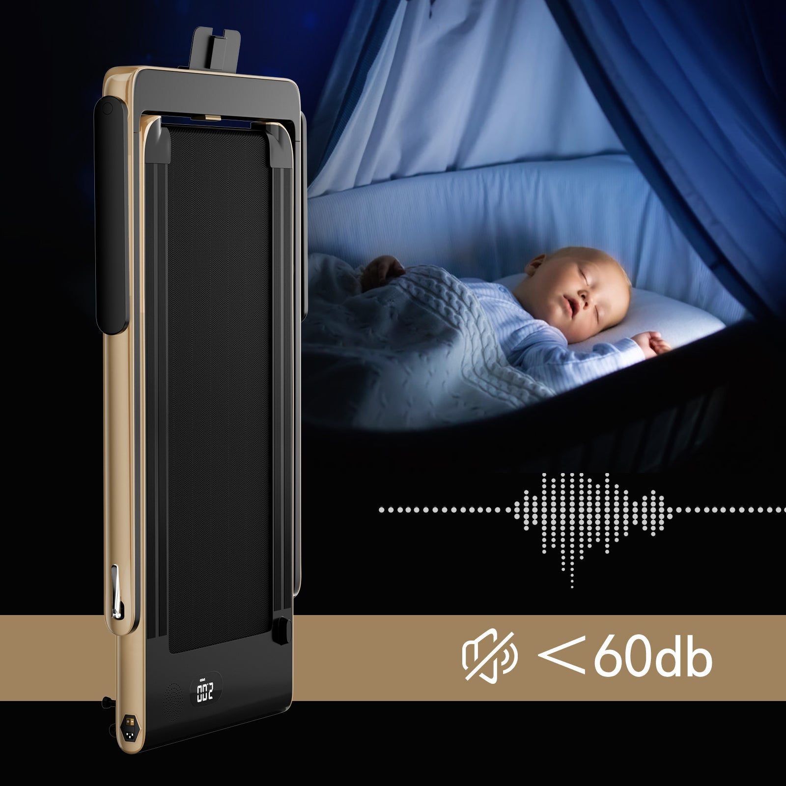 2.25HP 2 in 1 Folding Treadmill with APP Speaker Remote Control, Yellow Treadmills at Gallery Canada