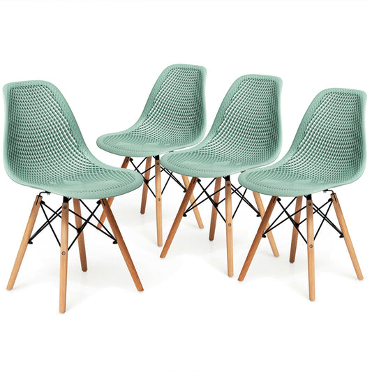 Modern Plastic Hollow Chair Set, 4 Pieces, Green Dining Chairs Green at Gallery Canada