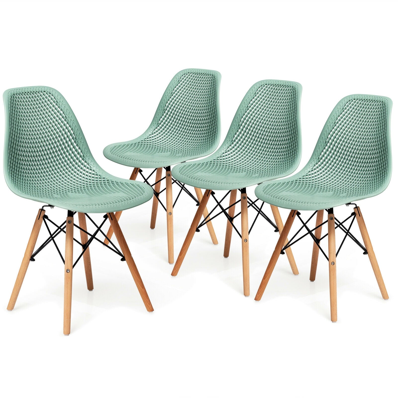 Modern Plastic Hollow Chair Set, 4 Pieces, Green Dining Chairs at Gallery Canada