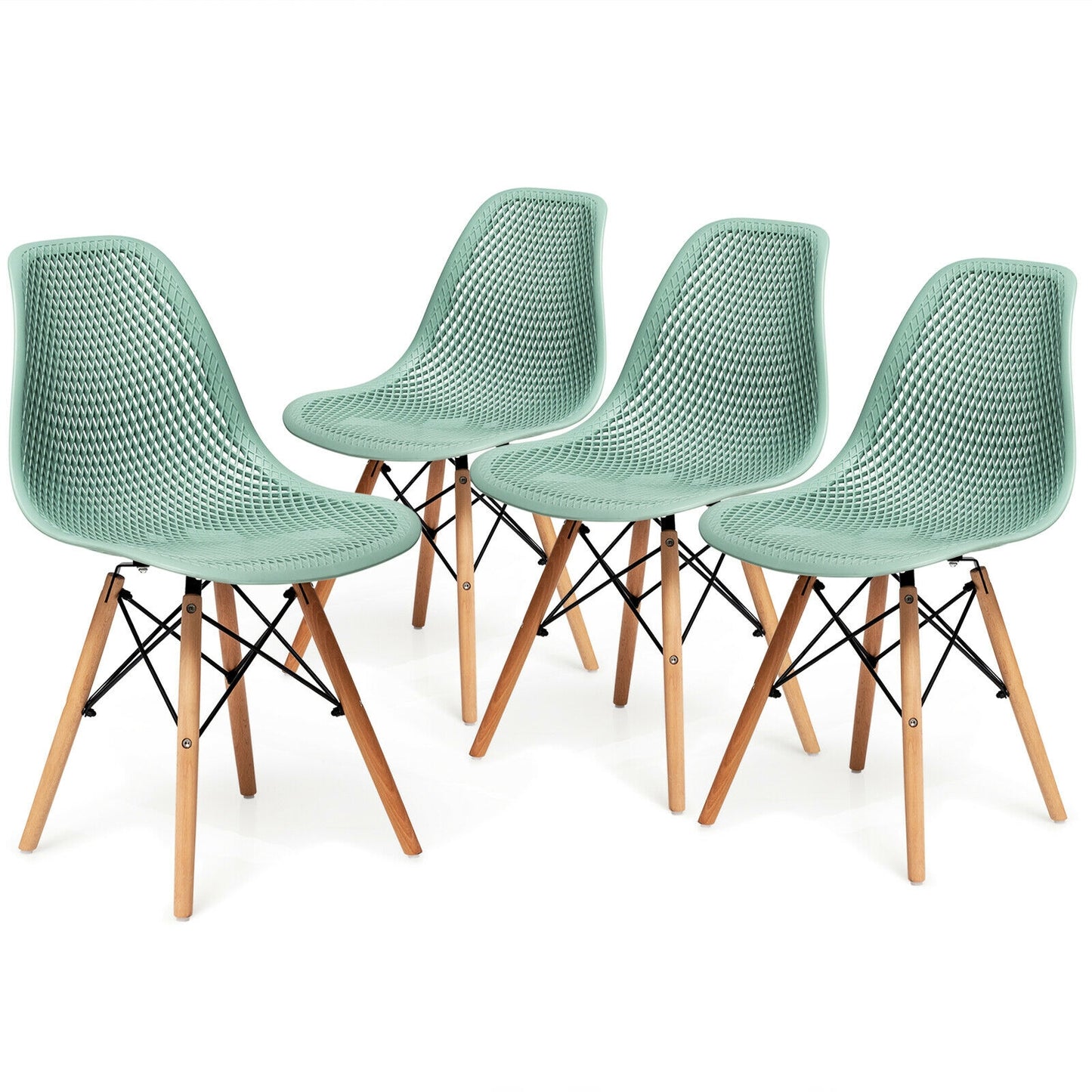 Modern Plastic Hollow Chair Set, 4 Pieces, Green Dining Chairs at Gallery Canada