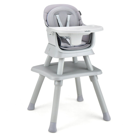 6-in-1 Convertible Baby High Chair with Adjustable Removable Tray, Gray at Gallery Canada
