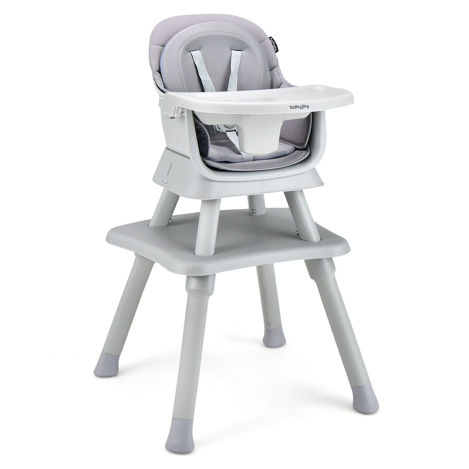 6-in-1 Convertible Baby High Chair with Adjustable Removable Tray, Gray High Chairs Gray at Gallery Canada
