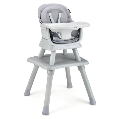 6-in-1 Convertible Baby High Chair with Adjustable Removable Tray, Gray High Chairs Gray at Gallery Canada